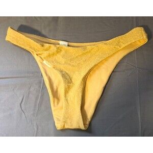 Aerie Sparkle Gold Cheeky Swim Bathing Suit Bottom Size Large L New